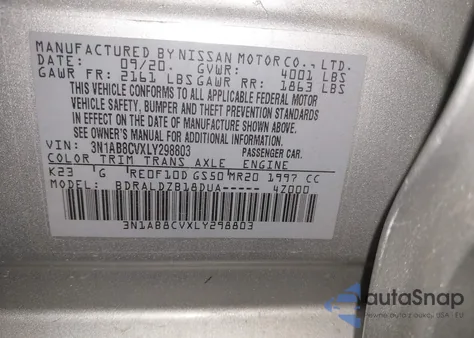 2020 Nissan Sentra Sv Xtronic Cvt from USA, damaged, VIN 3N1AB8CVXLY298803